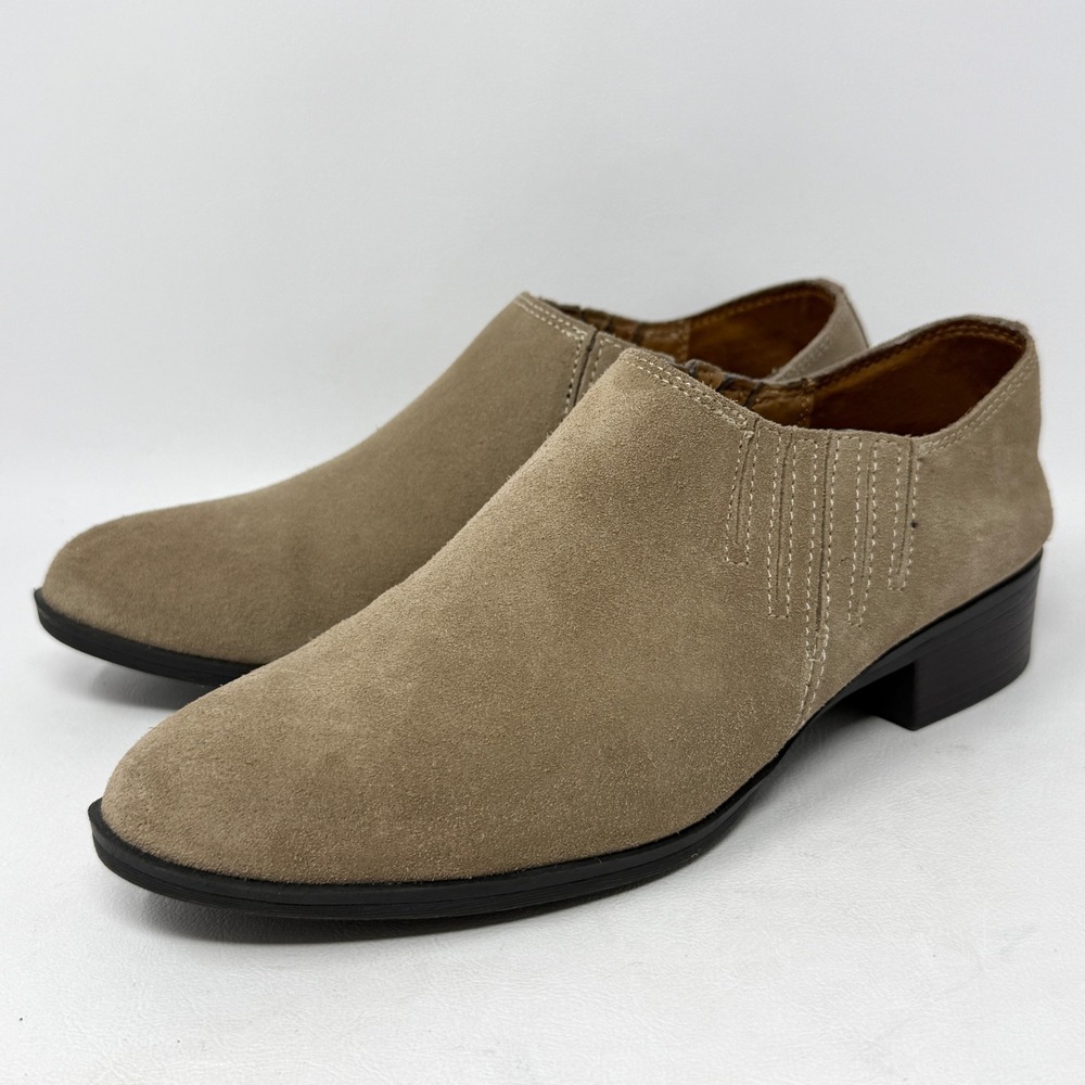 Vintage 7 Eight Womens Tan Suede Ankle Booties 8M Western Casual Hipster Office